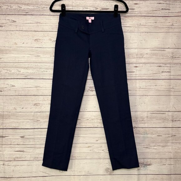 Lilly Pulitzer Navy Two Way Stretch Luxury Capri Low Rise Size 00 - Picture 1 of 7